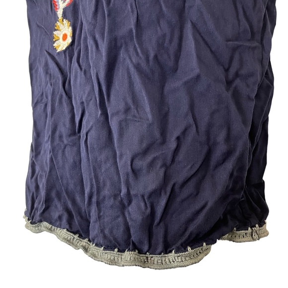 TEA N ROSE Embroidered Navy Blue Short Sleeve Pop Over Blouse Top Shirt Boho  S - Picture 7 of 16